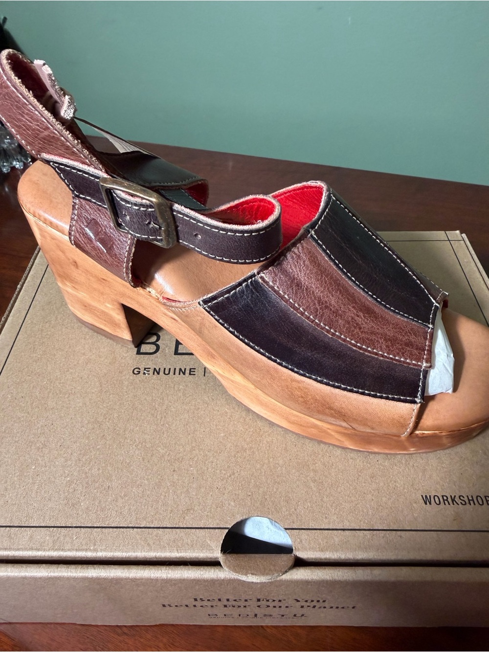 Bed Stu Jetsetter Cold Brew Rustic Platform Heels Sz 8.5 NWT - Picture 5 of 16